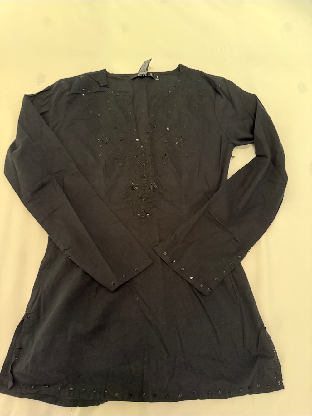 Black Embellished Women's Tunic Top